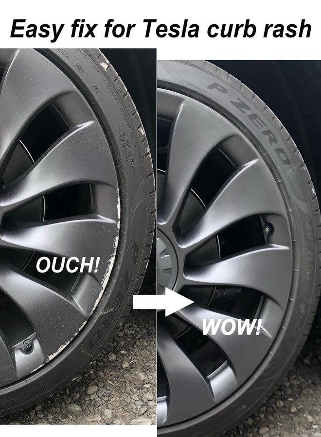 SYOAUTO طلاء SYOAUTO لإصلاح خدوش جنوط العجلات (لون البارود) لسيارات تسلا موديل Y 3 SX Uberturbine/Arachnid/Cybersteam/Turbine، قلم طلاء لإصلاح خدوش الجنوط وخدوش حواف العجلات (لون البارود). - Image 5